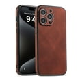 thumbnail image 1 of Allytechgroup iPhone 15 Plus Slim Case, PU Leather Case Vertical Grain Design Slim Back Cover Compatible with Apple iPhone 15 Plus, Brown, 1 of 4