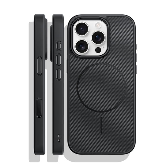 Allytechgroup iPhone 15 Pro Case, Compatible with Mag-safe Slim Shockproof Protective Cover with Carbon Fiber Texture Wireless Charging Support Phone Case for Apple iPhone 15 Pro, Black