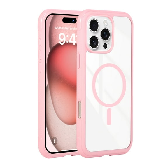 Allytechgroup iPhone 15 Pro Case, [Compatible with Magsafe] Anti-Scratch Shockproof Slim Fit Back Cover Shell Lightweight Protective Rugged Phone Case for Apple iPhone 15 Pro, Pink