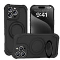thumbnail image 1 of Allytechgroup iPhone 15 Pro Case with Magnetic Ring Kickstand, Compatible with MagSafe Military-Grade Shockproof Cover with Built-in Metal Stand, Slim Anti-Slip Matte TPU+PC Back Cover,Black, 1 of 10