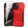 thumbnail image 1 of Allytechgroup iPhone 15 Pro Case with Screen Protector, Rugged Hybrid TPU PC Back Hard Shell Cover Anti-Scratch Sliding Camera Lens Protector Phone Case for Apple iPhone 15 Pro, Red, 1 of 6