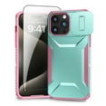 thumbnail image 1 of Allytechgroup iPhone 15 Pro Case with Screen Protector, Rugged Hybrid TPU PC Back Hard Shell Cover Anti-Scratch Sliding Camera Lens Protector Phone Case for Apple iPhone 15 Pro, Green, 1 of 6
