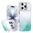 thumbnail image 1 of Allytechgroup for iPhone 15 Pro Case with Stand Bracket, Gradient Color Shockproof [Compatible with Magsafe] Slim Anti-Scratch Bumper PC TPU Hybrid Back Cover for iPhone 15 Pro, Green, 1 of 8