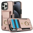 thumbnail image 1 of Allytechgroup iPhone 15 Pro Case with Wallet, Ring Holder Stand Cards Slots Cash Pocket Drop Protection Retro Leather Case for Men Women for Apple iPhone 15 Pro, Rosegold, 1 of 8