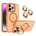 thumbnail image 1 of Allytechgroup iPhone 15 Pro Magnetic Case with Lens Protector, Lens Kickstand Matte Translucent Wireless Charging Shockproof Anti-Scratch Hard Cover Shell for Apple iPhone 15 Pro, Orange, 1 of 13