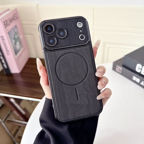 Allytechgroup for iPhone 15 Pro Max Back Cover Case, Support Wireless Charging Anti-Scratch Shock-Absorbent Anti-Fingerprint Dust/Dirt Proof Magnetic Back Cover for iPhone 15 Pro Max, Black