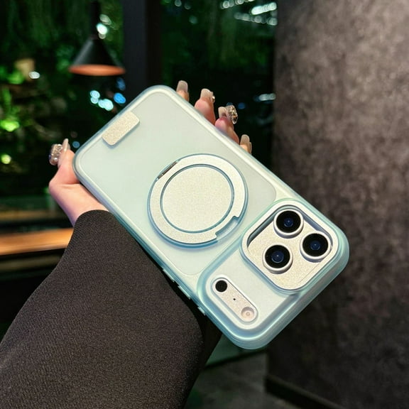 Allytechgroup for iPhone 15 Pro Max Back Cover Protective Case, Built-in Kickstand Support Wireless Charging Shock-Absorbent PC+TPU Anti-Scratch Matte Bumper for iPhone 15 Pro Max, Blue