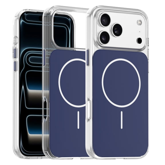 Allytechgroup for iPhone 15 Pro Max Back Cover Protective Case, Support Wireless Charging Slim Fit Shock-Absorbent PC+TPU Non-Slip Lightweight Basic Case for Apple iPhone 15 Pro Max, Clearblue