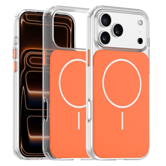 Allytechgroup for iPhone 15 Pro Max Back Cover Protective Case, Support Wireless Charging Slim Fit Shock-Absorbent PC+TPU Non-Slip Lightweight Basic Case for Apple iPhone 15 Pro Max, Clearorange