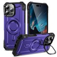 thumbnail image 1 of Allytechgroup for iPhone 15 Pro Max Case with Camera Kickstand, [Include 1x Screen Protector] Support Wireless Charging Magnetic Phone Case for Women Men Military Grade Drop Protection, Purple, 1 of 6