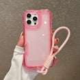 thumbnail image 1 of Allytechgroup iPhone 15 Pro Max Case with Lanyard, Clear TPU PC Hybrid Shockproof Anti-Scratch Corner Protective Bumper Wireless Charging Support Hand Strap Cover for Apple iPhone 15 Pro Max,Pink, 1 of 10