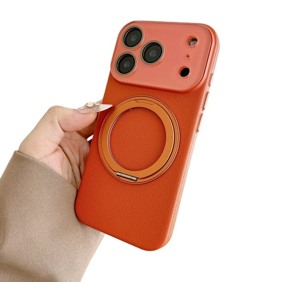 Allytechgroup iPhone 15 Pro Max Case with Magnetic Ring Holder, Compatible with Magsafe Rotating Kickstand Shock Resistant Rugged Hybrid Back Cover Case for iPhone 15 Pro Max, Orange