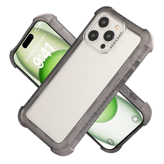 Allytechgroup for iPhone 15 Pro Max Clear Case, Hybrid TPU PC Rugged Corner Protective Matte Back Cover Anti-Scratch Not-Yellowing Phone Case Cover for Apple iPhone 15 Pro Max, Gray