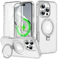 thumbnail image 1 of Allytechgroup iPhone 15 Pro Max Magnetic Case with Screen Protector, Ring Holder Stand Matte Transparent Back Cover Compatible with Magsafe Full Body Shockproof Case for Apple iPhone 15 Pro Max, Clear, 1 of 6