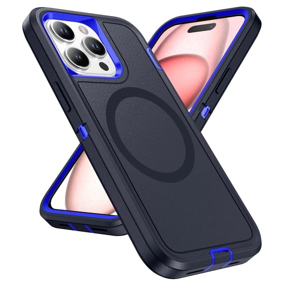 Allytechgroup iPhone 15 Pro Max Magsafe Case with Screen Protector, Military Grade Shockproof Rugged Hybrid Hard PC Back Cover Wireless Charging Bumper Phone Case for Apple iPhone 15 Pro Max,Royalblue