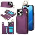 thumbnail image 1 of Allytechgroup iPhone 15 Pro Max Wallet Case, RFID Blocking Zipper Pocket Ring Holder Kickstand Bumper Shockproof Portable Durable Phone Case for Apple iPhone 15 Pro Max, Darkpurple, 1 of 8