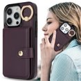 thumbnail image 1 of Allytechgroup iPhone 15 Pro Max Wallet Case, Ring Holder Stand Cards Slots Shockproof Retro Flip Back Cover Phone Case for Apple iPhone 15 Pro Max, Purple, 1 of 7