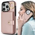 thumbnail image 1 of Allytechgroup iPhone 15 Pro Max Wallet Case, Ring Holder Stand Cards Slots Shockproof Retro Flip Back Cover Phone Case for Apple iPhone 15 Pro Max, Rosegold, 1 of 7