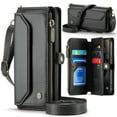 thumbnail image 1 of Allytechgroup iPhone 15 Pro Max Wallet Case with Shoulder Strap, Strap Wrist, Zipper Pocket, Cards Slots, RFID Blocking Shockproof Bumper Mini Carring Bag Phone Case for Apple iPhone 15 Pro Max,Black, 1 of 8
