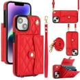 thumbnail image 1 of Allytechgroup for iPhone 15 Wallet Case with 5 Cards Holders, Detachable Hand Strap & Shoulder Lanyard RFID Blocking Shockproof Protective Phone Case for Girls Women, Red, 1 of 8