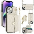 thumbnail image 1 of Allytechgroup for iPhone 15 Wallet Case with 5 Cards Holders, Detachable Hand Strap & Shoulder Lanyard RFID Blocking Shockproof Protective Phone Case for Girls Women, White, 1 of 8