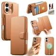 thumbnail image 1 of Allytechgroup for iPhone 16 Case, 2-in-1 Wallet Phone Cover with Detachable PU Leather Card Holder, Magnetic MagSafe-Compatible RFID Blocking Protective Case & Wristband, Brown, 1 of 14