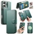 thumbnail image 1 of Allytechgroup for iPhone 16 Case, 2-in-1 Wallet Phone Cover with Detachable PU Leather Card Holder, Magnetic MagSafe-Compatible RFID Blocking Protective Case & Wristband, Green, 1 of 14