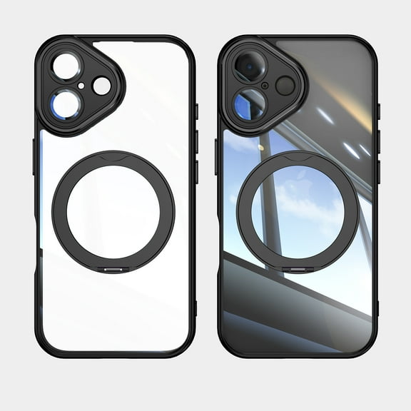 Allytechgroup iPhone 16 Case with Camera Lens Protector, [1x Screen Protector] Rugged Shockproof Kickstand Bumper Ring Holder Slim Fit Drop Proof Phone Case for Apple iPhone 16, Black