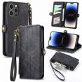 thumbnail image 1 of Allytechgroup for iPhone 16 Case with Cards Holder, RFID Blocking PU Leather Wallet Case Support Wireless Charging Shockproof Full Body Protective for iPhone 16, Black, 1 of 10