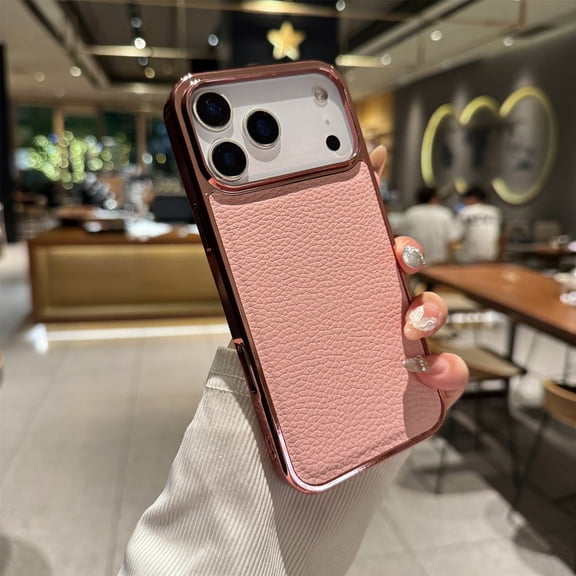 Allytechgroup for iPhone 16 Case, PU Leather PC+TPU Anti-Scratch Shock-Absorbent, Anti-Fingerprint Non-Slip Lightweight Shockproof Protective Cover for Apple iPhone 16, Pink