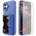 thumbnail image 1 of Allytechgroup iPhone 16 Case with Screen Protector, Hidden Cards Slots & Makeup Mirror Full Body Shockproof Anti-Scratch Drop Proof Phone Case Cover for Apple iPhone 16, Blue, 1 of 7