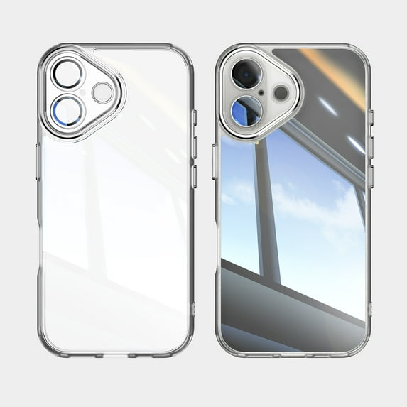 Allytechgroup iPhone 16 Case, Shockproof Bumper Slim Fit Clear Back Cover with Camera Lens Protector - Anti-Scratch Phone Case for Apple iPhone 16, White