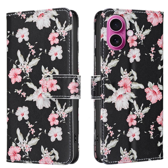Allytechgroup iPhone 16 Case Wallet Cover with Card Slots & Cash Pocket, Flip Folio Phone Case for Apple iPhone 16, Shockproof Stand Feature Premium PU Leather Case for Women Girls