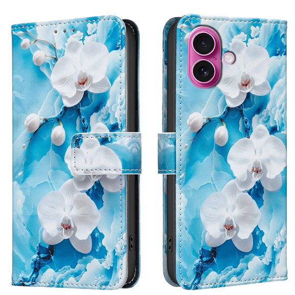 Allytechgroup iPhone 16 Case Wallet Cover with Card Slots & Cash Pocket, Flip Folio Phone Case for Apple iPhone 16, Shockproof Stand Feature Premium PU Leather Case for Women Girls
