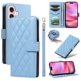 thumbnail image 1 of Allytechgroup iPhone 16 Case Wallet, Premium PU Leather Cards Slots Hand Wrist Shoulder Strap Flip Cover Stand Protective Phone Case for Apple iPhone 16, Blue, 1 of 7