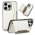 thumbnail image 1 of Allytechgroup iPhone 16 Case Wallet, Premium PU Leather Crocodile Pattern Cards Holder Stand Feature Shockproof Bumper Slim Fit Phone Case Cover for Apple iPhone 16, White, 1 of 6
