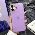 thumbnail image 1 of Allytechgroup for iPhone 16 Case for Women, Glitter Shell Pattern Clear Shockproof Slim Protective Cover, Iridescent Sparkle Design, Soft TPU Back Case for iPhone 16, Purple, 1 of 8