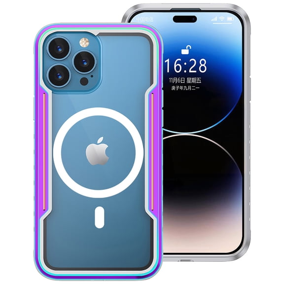 Allytechgroup iPhone 16 Clear Case Mangetic, Wireless Charging Military Grade Shockproof Bumper Anti-Scratch Anti-Yellow Hard Shell Magsafe Compatible Case for Apple iPhone 16, Rainbow