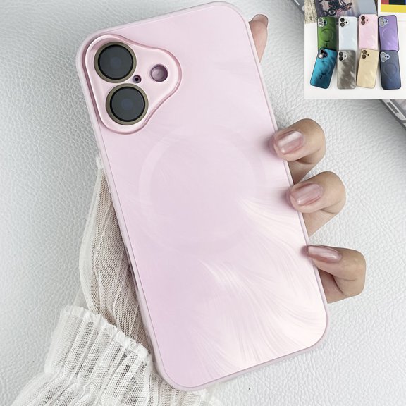 Allytechgroup for iPhone 16 Cover, Slim Lightweight Magnetic Shell [Compatible with MagSafe] Wireless Charging Shockproof TPU Back Military Grade Drop Protection Anti-Fingerprint Case, Pink