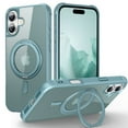 thumbnail image 1 of Allytechgroup iPhone 16 Magnetic Case with Rotating Stand, Multi Angle Viewing Stand Anti-Scratch Compatible with Magsafe & Car Mount Phone Case for Apple iPhone 16, Blue, 1 of 7