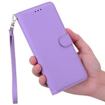 Allytechgroup for iPhone 16 PU Premium Leather Wallet Case with Credit Card Slot,Flip Kickstand Ultra-Slim Cover with Wrist Strap Shockproof Full Body Cover for iPhone 16 Women Girls, Lightpurple