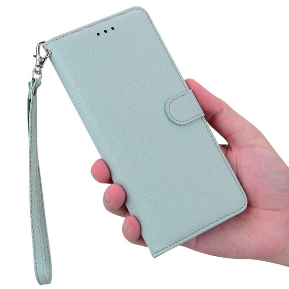 Allytechgroup for iPhone 16 PU Premium Leather Wallet Case with Credit Card Slot,Flip Kickstand Ultra-Slim Cover with Wrist Strap Shockproof Full Body Cover for iPhone 16 Women Girls, Blue