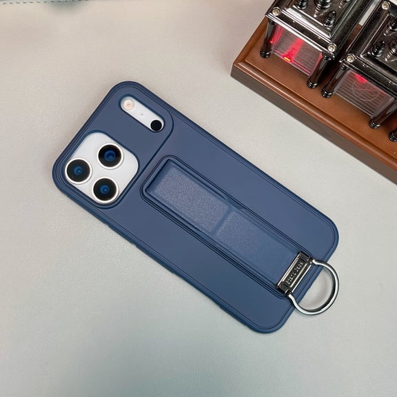 Allytechgroup for iPhone 16 Plus Back Cover Case with Kickstand & Built-in Grip Ring, Anti-Scratch Shock-Absorbent Anti-Fingerprint Non-Slip PC+TPU Shockproof Bumper for Women Men, Darkblue