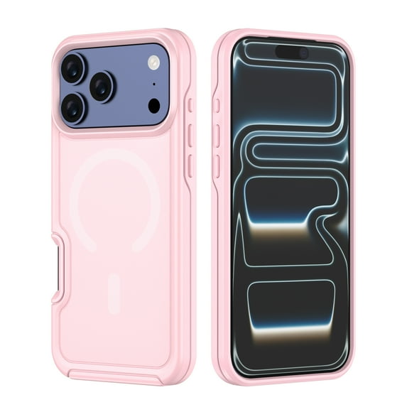 Allytechgroup for iPhone 16 Plus Back Cover Case Magnetic Shock-Resistant Anti-Scratch Support Wireless Charging Non-Slip Protection Shockproof Bumper for Women Men, Cherrypink