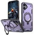 thumbnail image 1 of Allytechgroup for iPhone 16 Plus Case with 360° Rotable Kickstand,  [Include 1X Screen Protector] [Magnetic Car Mount Support] Military Grade Drop Protection Phone Cover for iPhone 16 Plus, Purple, 1 of 6