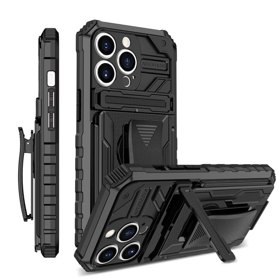 Allytechgroup for iPhone 16 Plus Case with Belt Clip Holster, Slim Phone Not Hot/Fast Heat Dissipation Case with Kickstand Military Grade Drop Protection for iPhone 16 Plus, Black