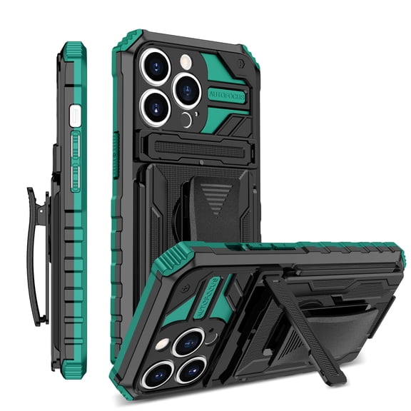Allytechgroup for iPhone 16 Plus Case with Belt Clip Holster, Slim Phone Not Hot/Fast Heat Dissipation Case with Kickstand Military Grade Drop Protection for iPhone 16 Plus, Darkgreen