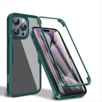 Allytechgroup for iPhone 16 Plus Case with Built-in Screen Protector, Full Body Protection Hard Acrylic Back Lightweight Scratch Resistant Clear Cover for iPhone 16 Plus - Darkgreen