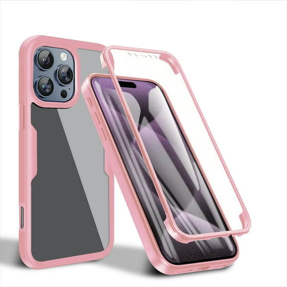 Allytechgroup for iPhone 16 Plus Case with Built-in Screen Protector, Full Body Protection Hard Acrylic Back Lightweight Scratch Resistant Clear Cover for iPhone 16 Plus - Pink