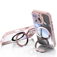 thumbnail image 1 of Allytechgroup iPhone 16 Plus Case with Camera Lens Protector, [1x Screen Protector] Rugged Shockproof Kickstand Bumper Ring Holder Slim Fit Drop Proof Phone Case for Apple iPhone 16 Plus, Pink, 1 of 8